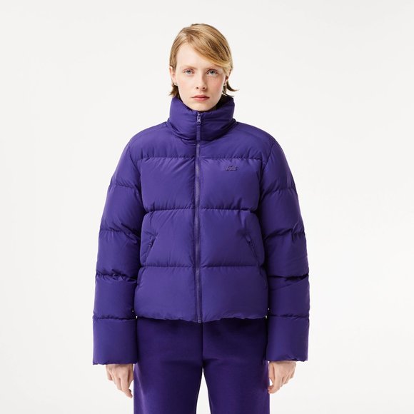 WOMEN'S STOWABLE HOOD PUFFER JACKET | LACOSTE |  Purple - Picture 1 of 7